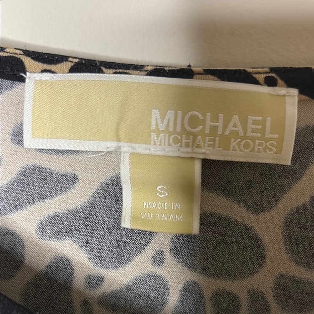 MICHAEL Michael Kors Black and Tan Animal Print Blouse - Picture 5 of 9